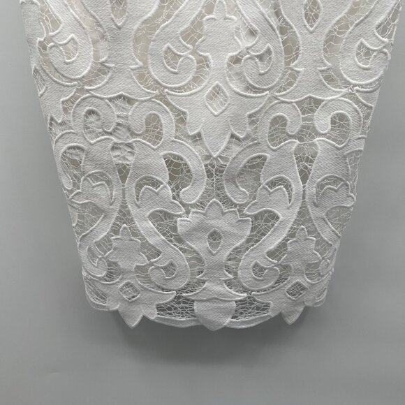 BARDOT Womens Lace Midi Sheath Dress Spaghetti Straps White Size 12 Zip - Picture 3 of 9